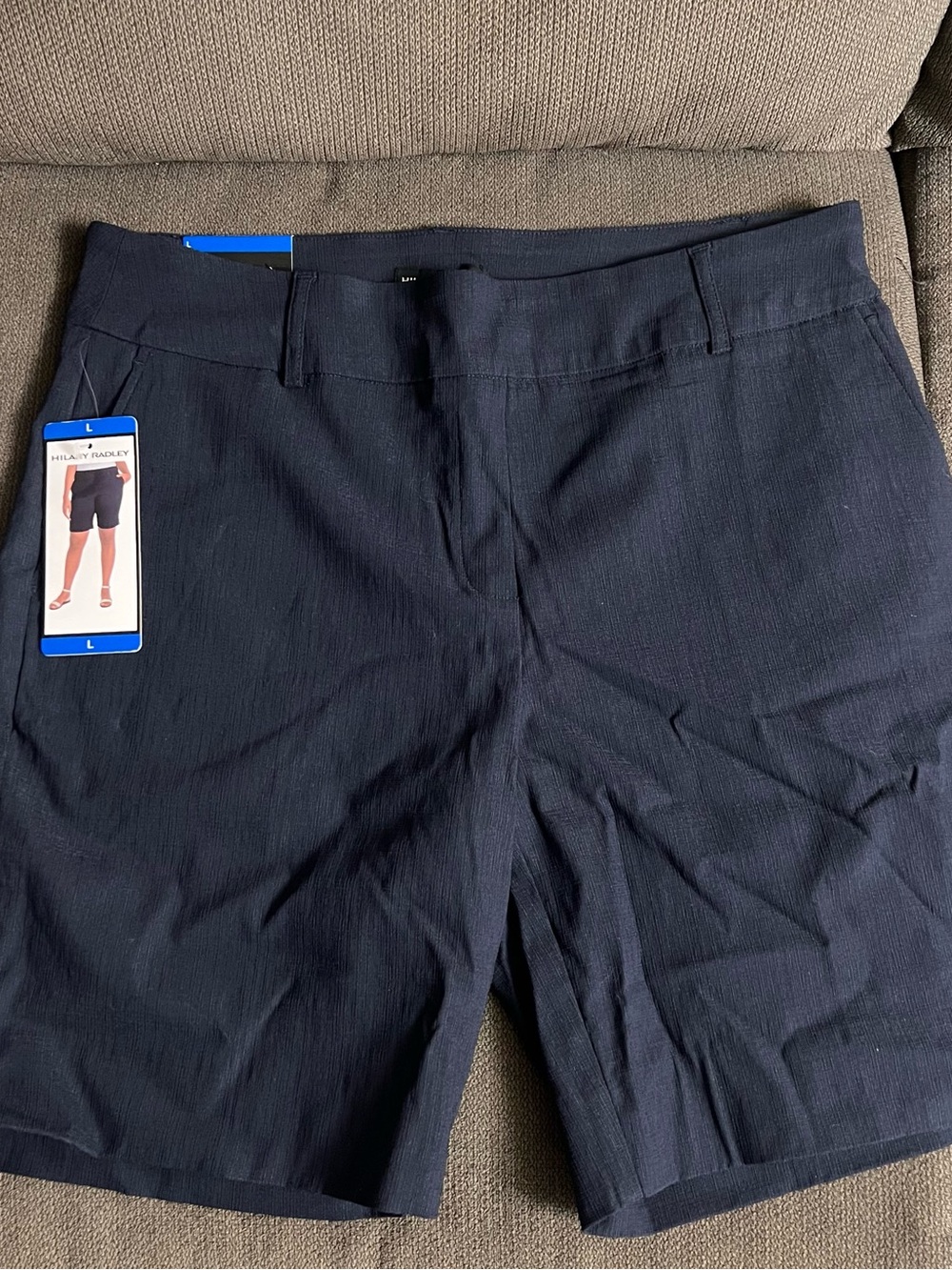 Hilary Radley Navy Flat-Front Chino Shorts